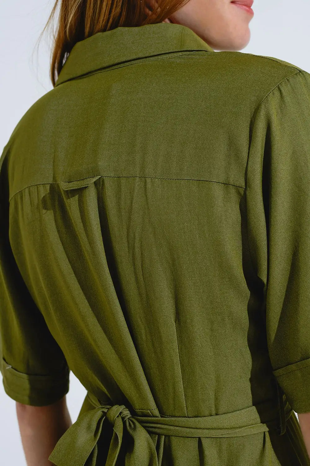 Robe longue chemise verte à col polo - Vestidos