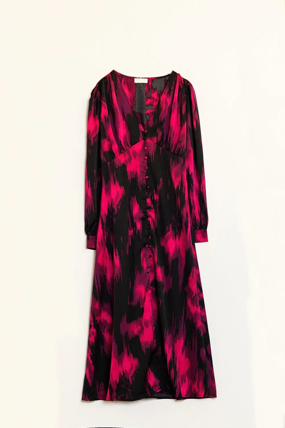 Q2 Robe longue imprimée boutonnée avec col en V