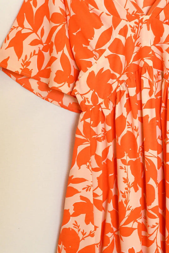 robe maxi à imprimé fleuri orange - Vestidos