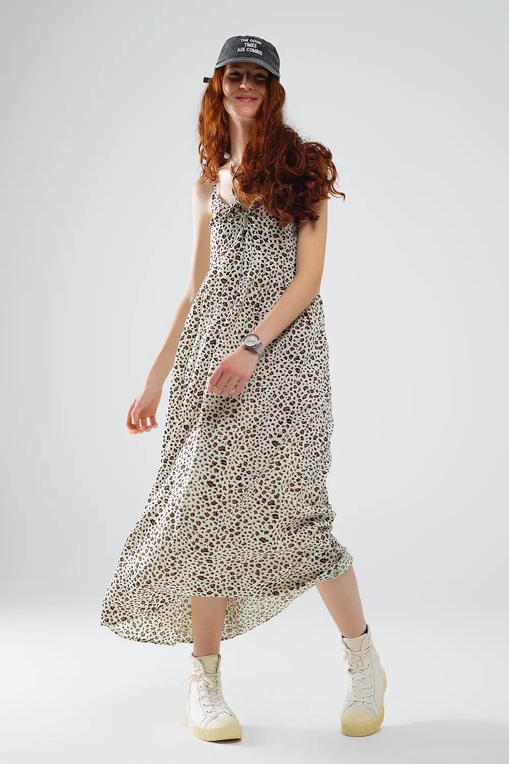 Robe maxi à imprimé léopard avec détails noués - Vestidos