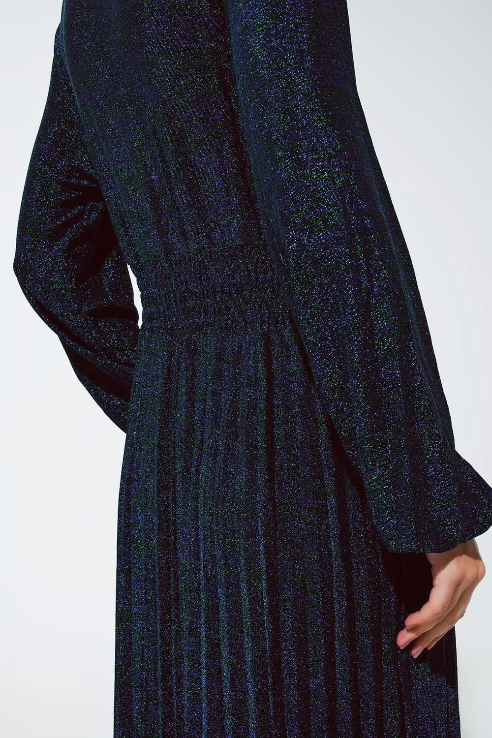 Robe maxi à manches longues avec paillettes en vert - Vestidos