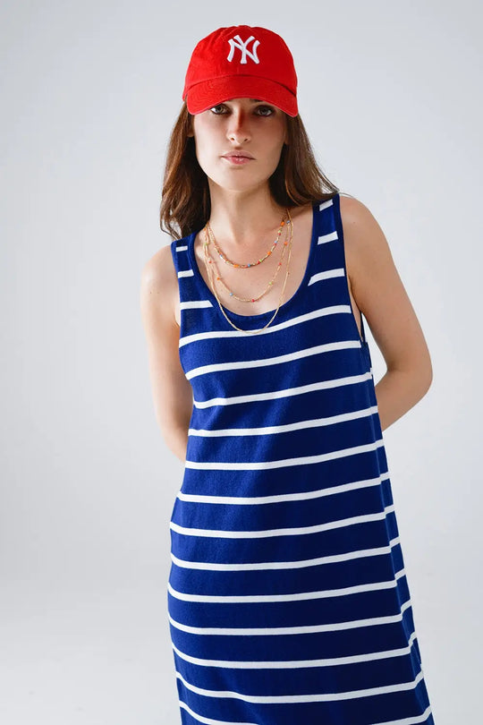 Robe maxi avec débardeur et encolure dégagée en bleu marine - Vestidos