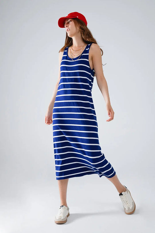 Robe maxi avec débardeur et encolure dégagée en bleu marine - Vestidos