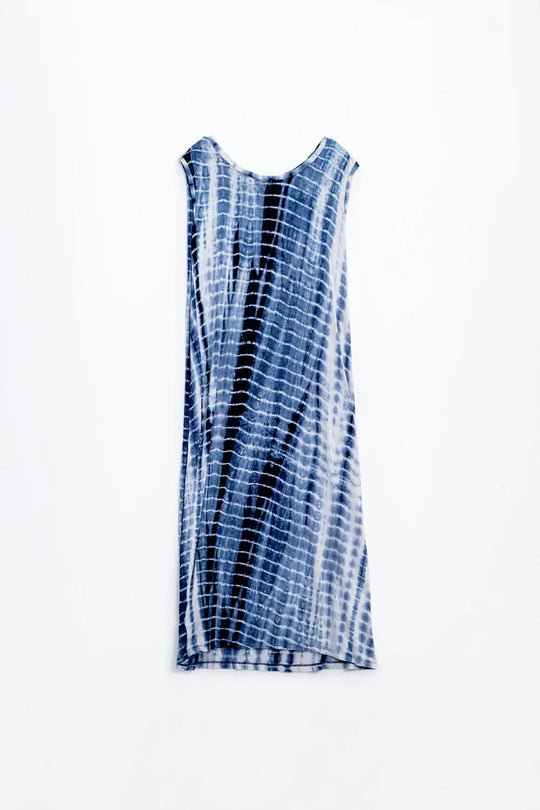 Robe maxi décontractée Tie dye en nuances de bleu - Vestidos