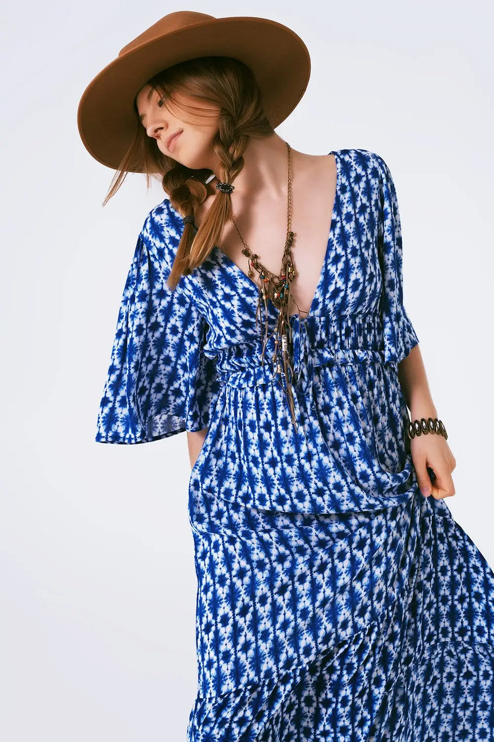robe maxi imprimée boho croisée dans le dos - Vestidos