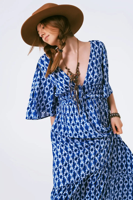robe maxi imprimée boho croisée dans le dos - Vestidos