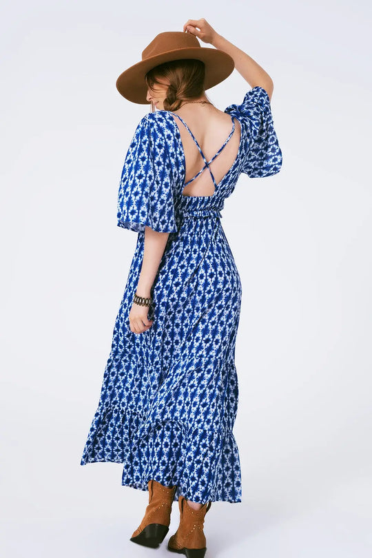 robe maxi imprimée boho croisée dans le dos - Vestidos