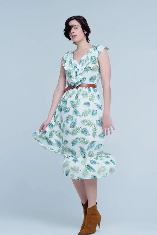 Robe Midi imprimé vert - Vestidos