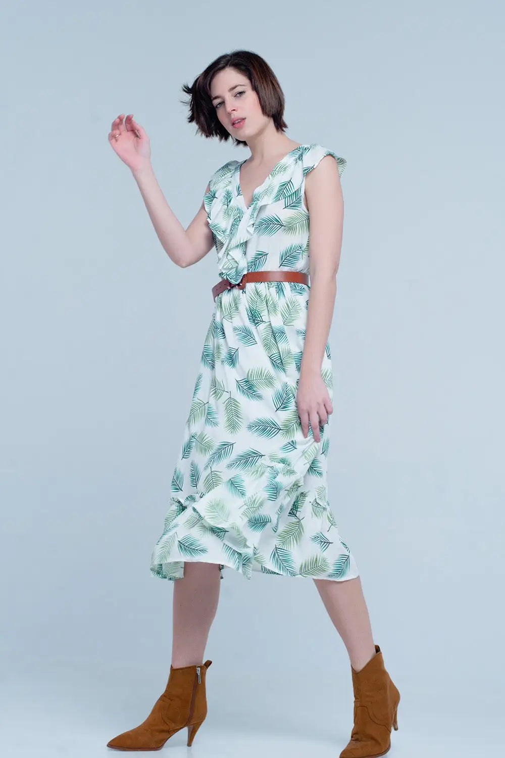 Robe Midi imprimé vert - Vestidos