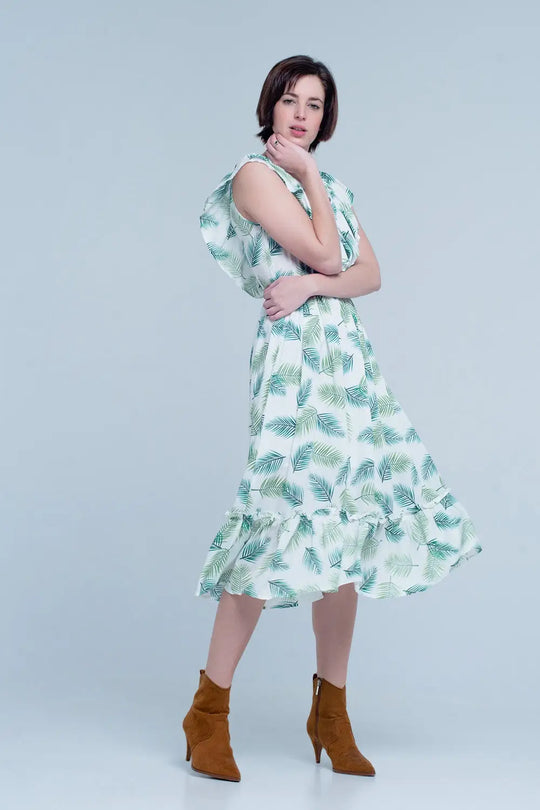 Robe Midi imprimé vert - Vestidos