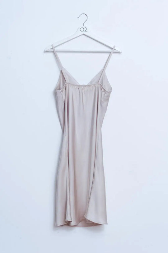 Robe nuisette courte en satin beige - One Size / beige - Vestidos