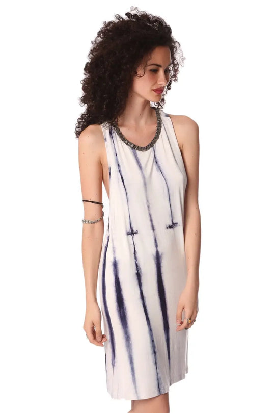 Q2 Robe nuisette effet tie-dye bleu