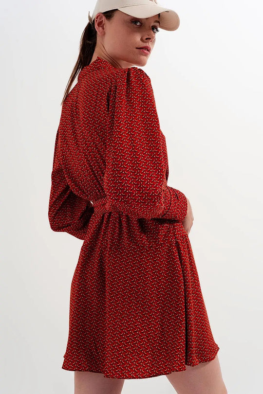 Robe portefeuille courte à décolleté plongeant et imprimé géométrique - Vestidos