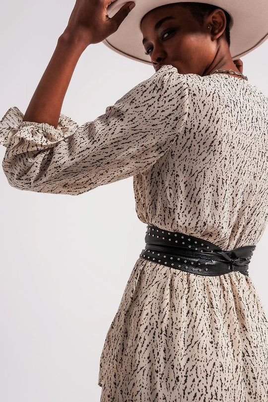 Robe portefeuille courte avec ourlet à volants blanche - Vestidos