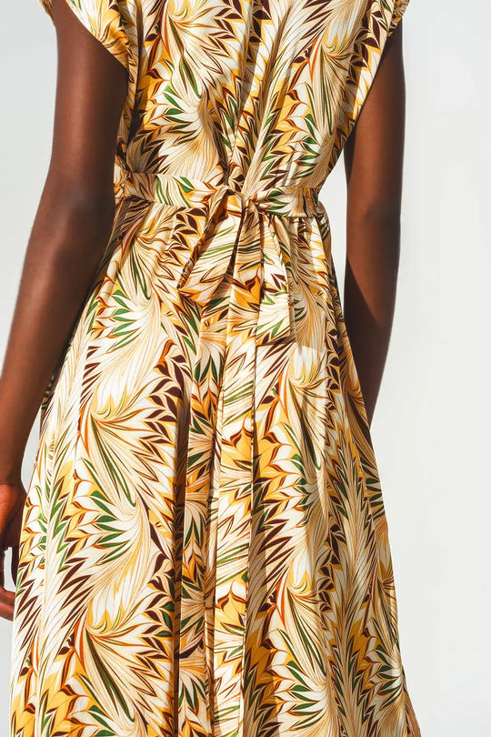 Robe portefeuille longue à imprimé rétro - Vestidos