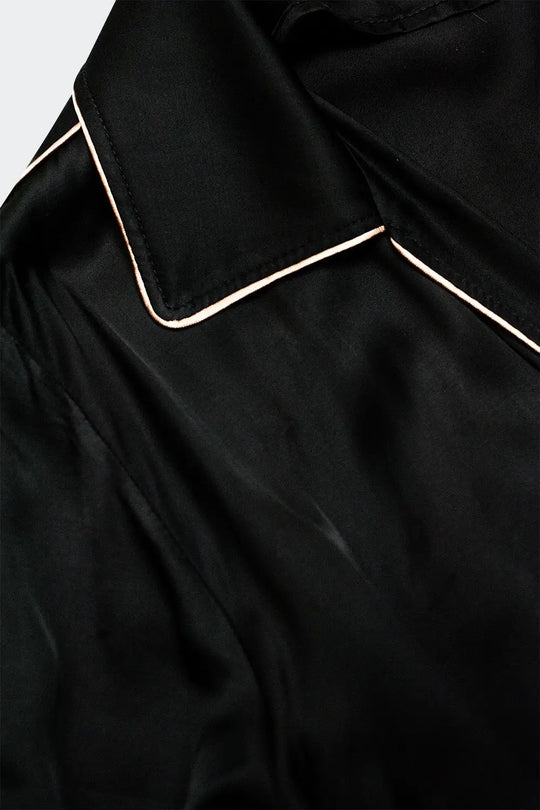 Robe portefeuille longue en satin Noir - Vestidos