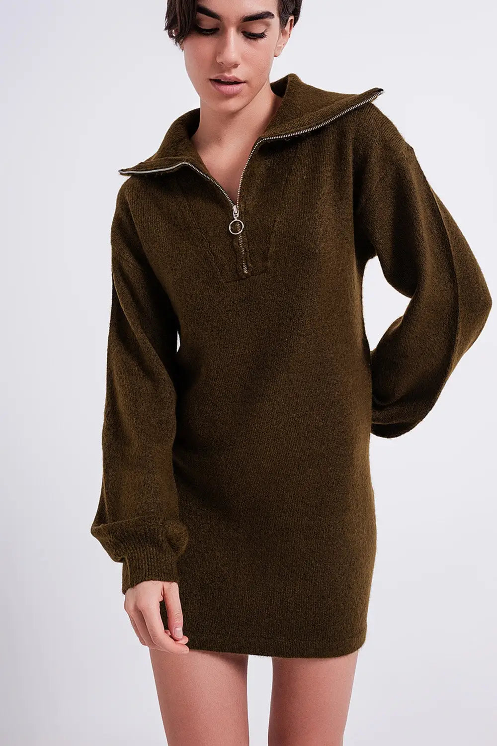 Robe pull courte Vert foncé - Vestidos