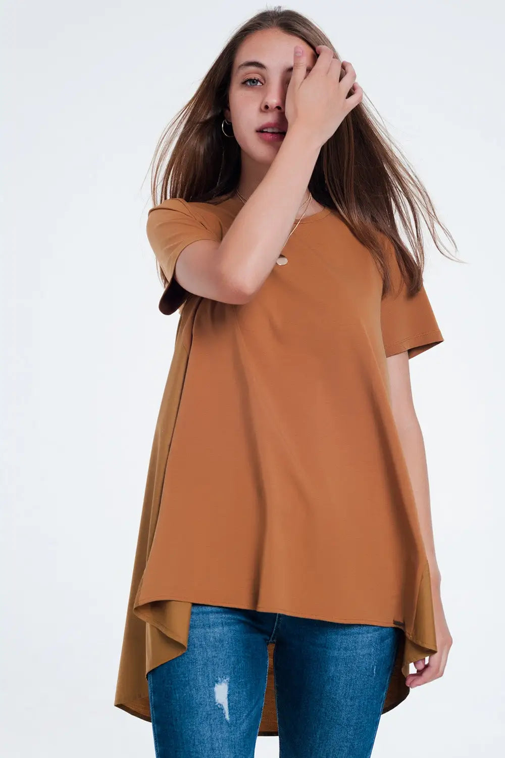 Robe t-shirt en marron - Tops