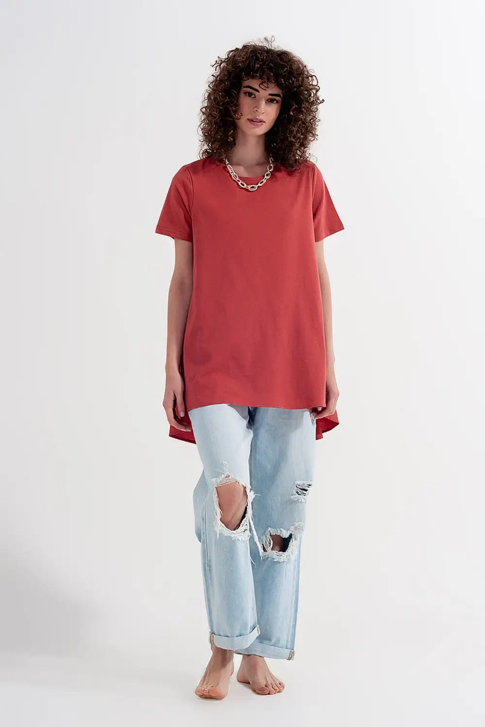Robe T shirt en orange - Tops