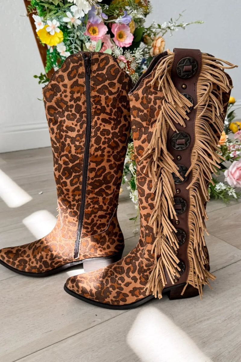 Rodeo Doll Fringe Boots in Leopard - 100 Western Boots