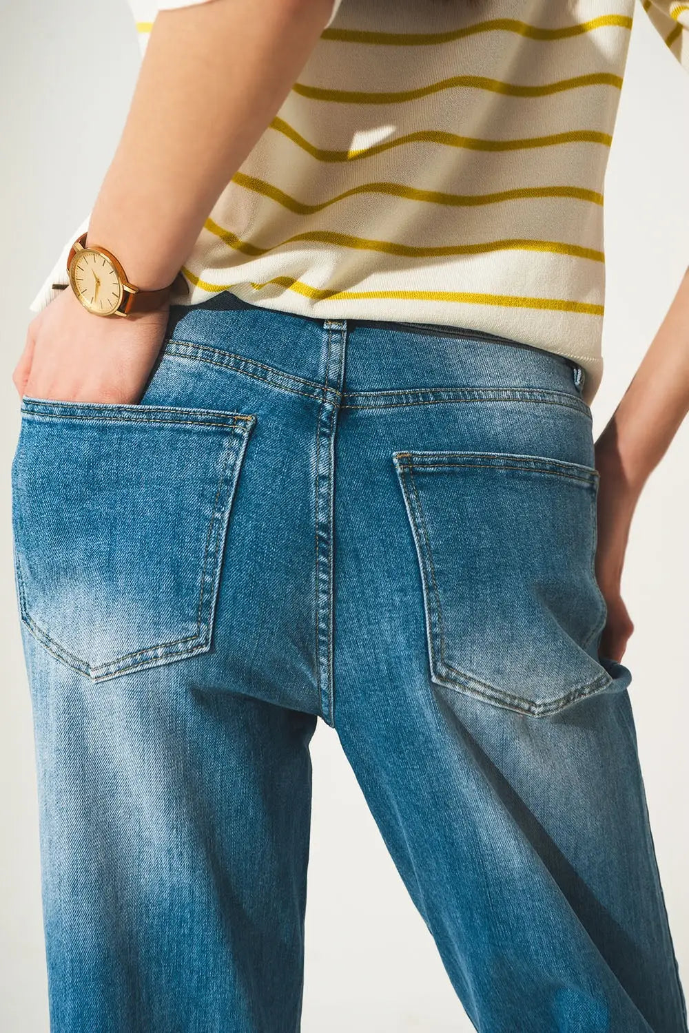 Roll hem jeans in mid blue - Jeans