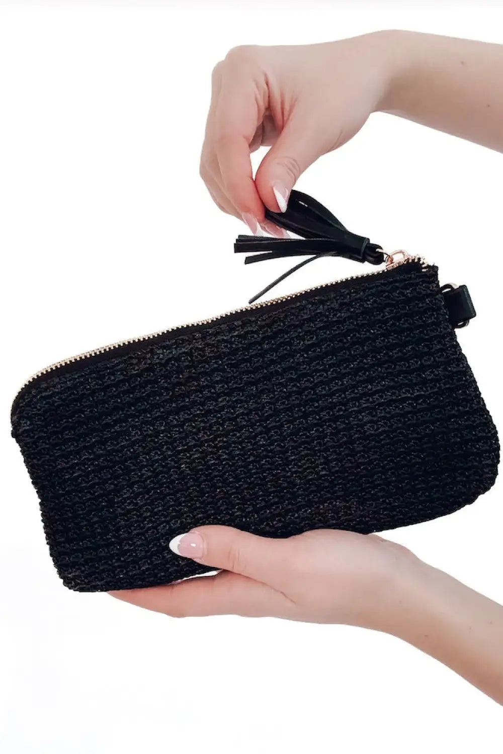 Rome Raffia Clutch Card Wallet Wristlet - Black - Wristlet