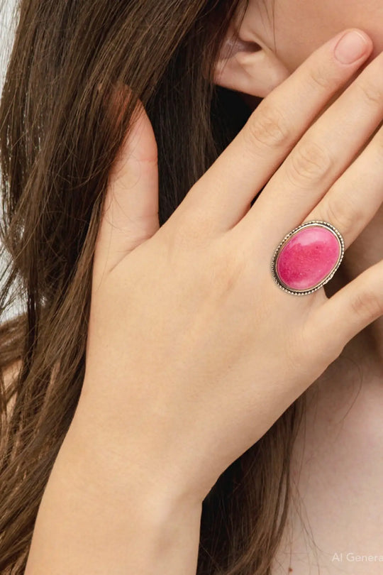 Rosie Pink Rhodonite and Golden Bronze Ring - Rings