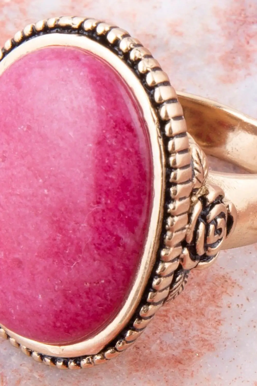 Rosie Pink Rhodonite and Golden Bronze Ring - Rings