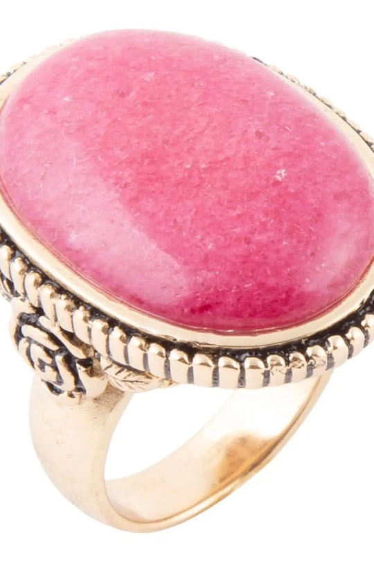 Rosie Pink Rhodonite and Golden Bronze Ring - Rings