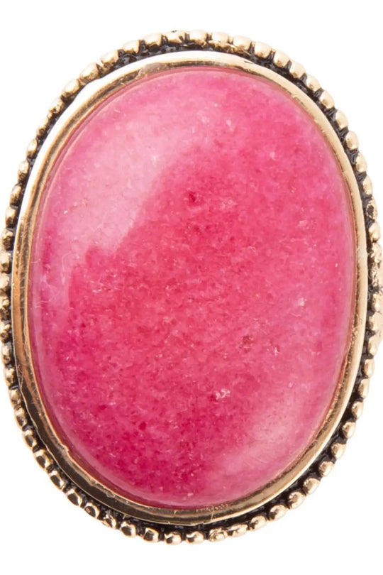 Rosie Pink Rhodonite and Golden Bronze Ring - Rings