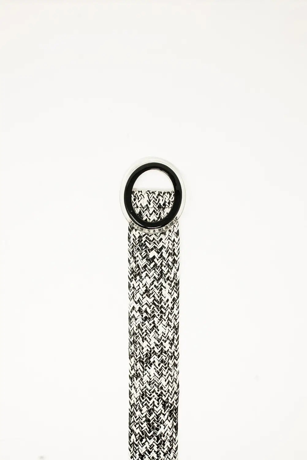 Round Buckle Braided Belt in Black and White - One Size / White - Accesory