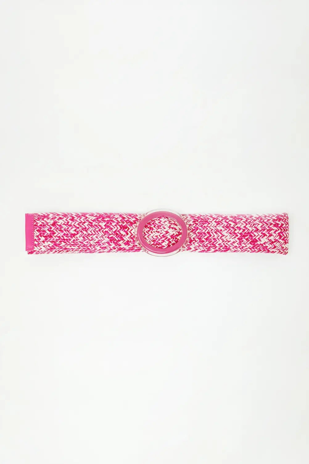 Q2 Round Buckle Braided Belt in Pink