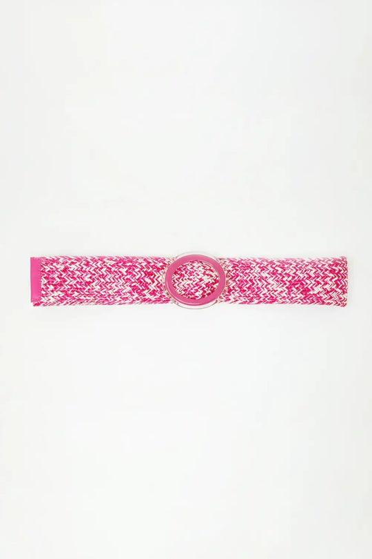 Q2 Round Buckle Braided Belt in Pink