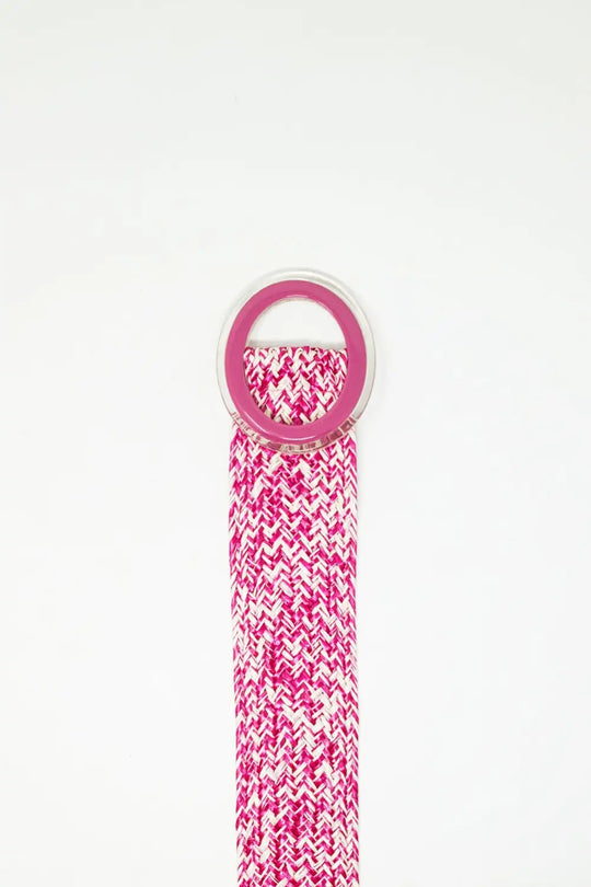 Round Buckle Braided Belt in Pink - One Size / Pink - Accesory