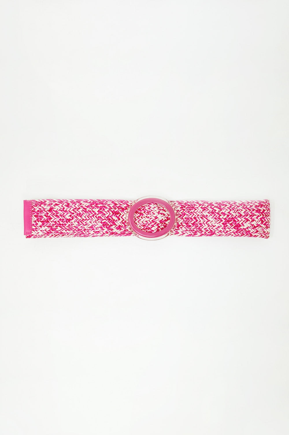 Q2 Round Buckle Braided Belt in Pink