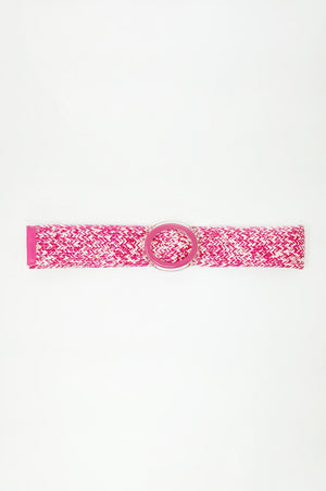 Q2 Round Buckle Braided Belt in Pink