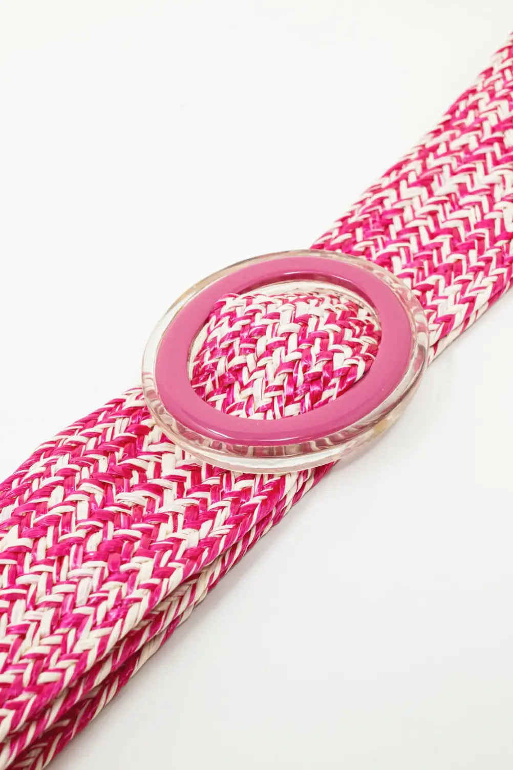 Round Buckle Braided Belt in Pink - One Size / Pink - Accesory
