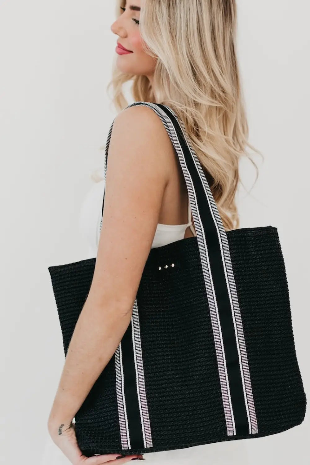 Ruby Raffia Tote Bag - Black - Tote Bag