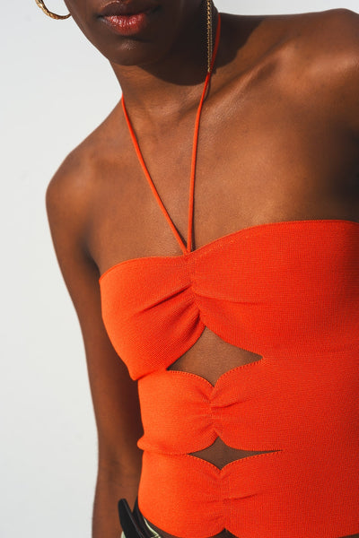 Ruched top in orange