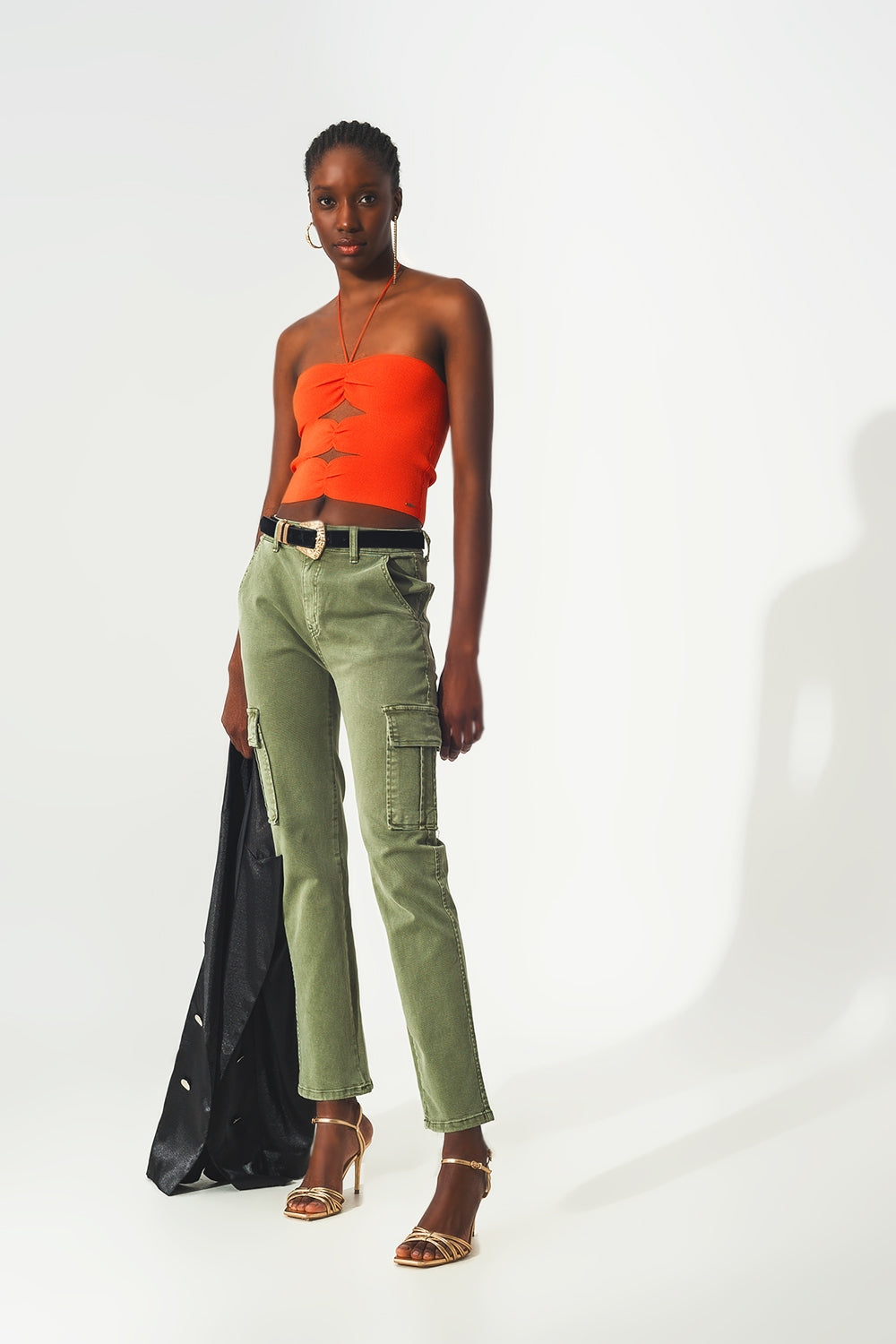Ruched top in orange