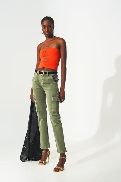 Ruched top in orange
