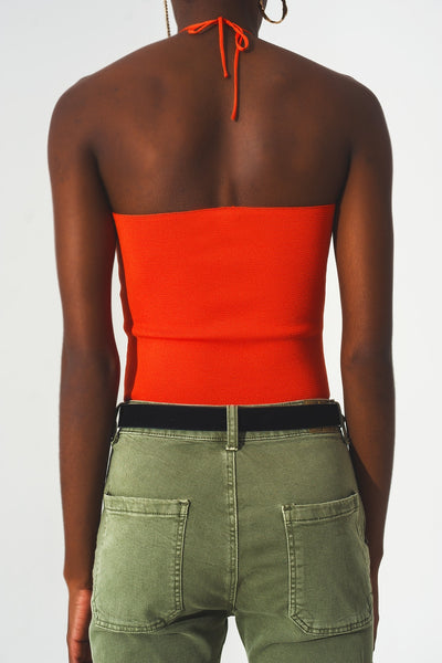Ruched top in orange