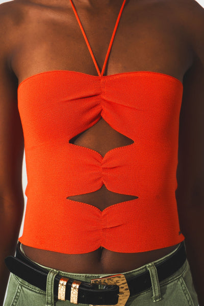 Ruched top in orange