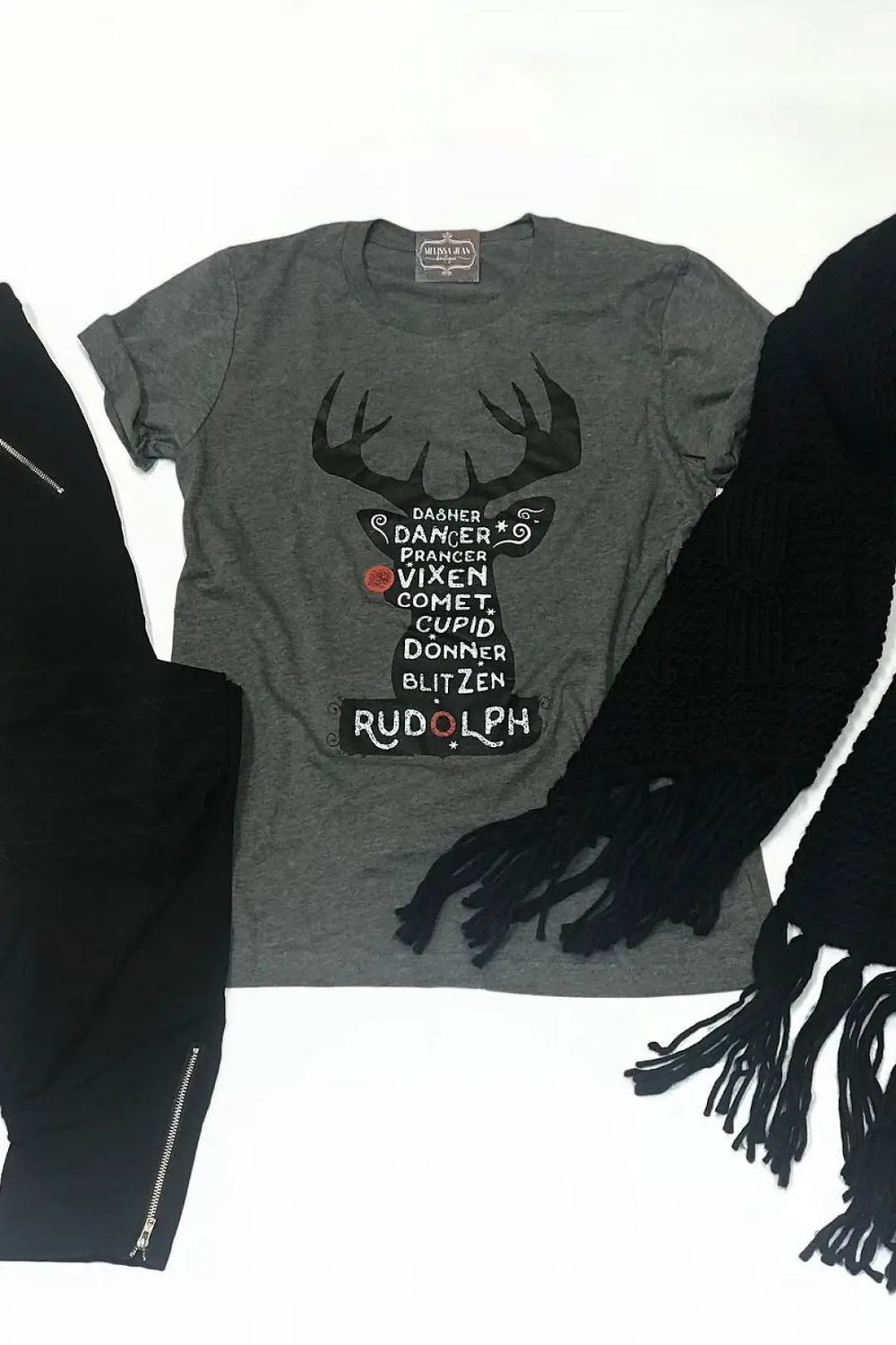 Rudolph & Friends Gray T-Shirt - Melissa Jean Boutique
