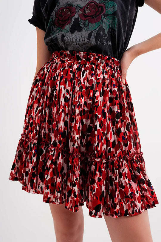 Ruffle mini skirt in animal print - Skirts