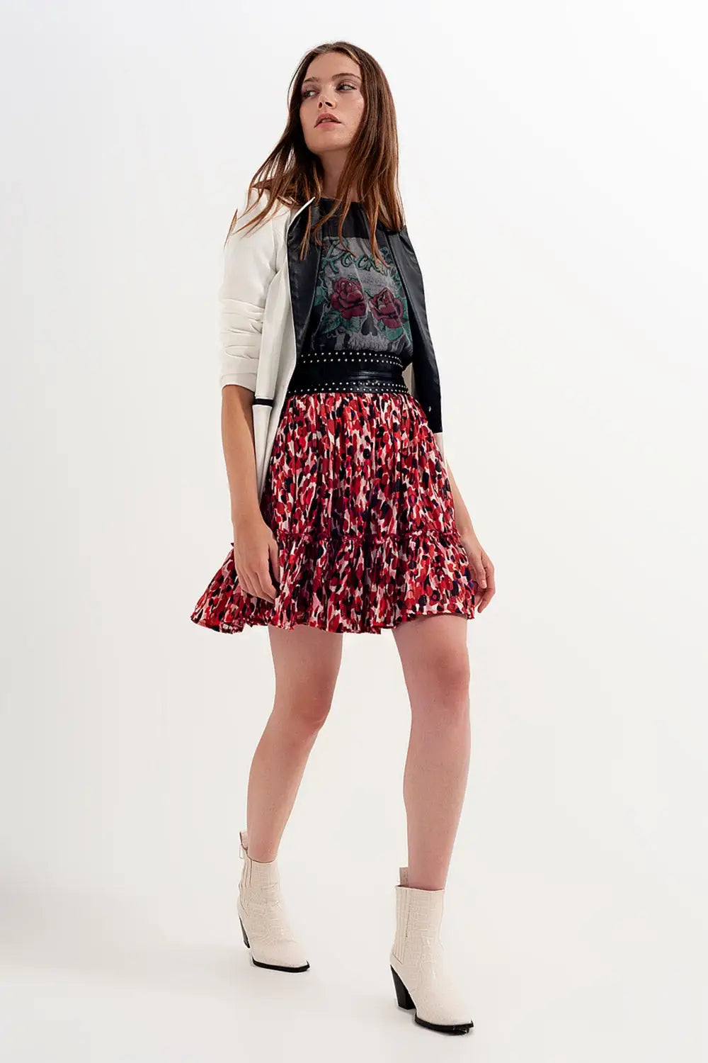 Ruffle mini skirt in animal print - Skirts