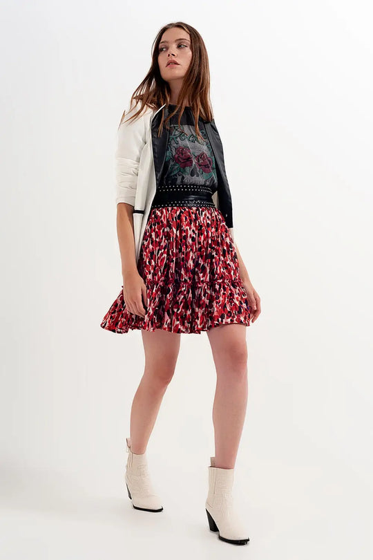 Ruffle mini skirt in animal print - Skirts