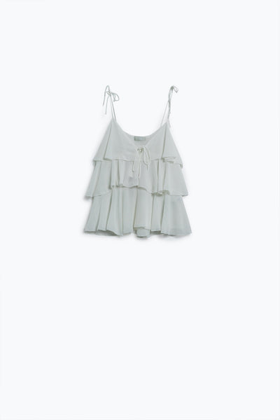 Q2 Ruffle Top WIth Thin straps in White