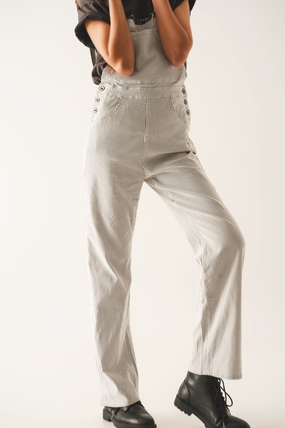 Salopette jumpsuit in grey stripes