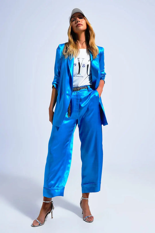 Satin blazer in bright blue - Coats and Jackets